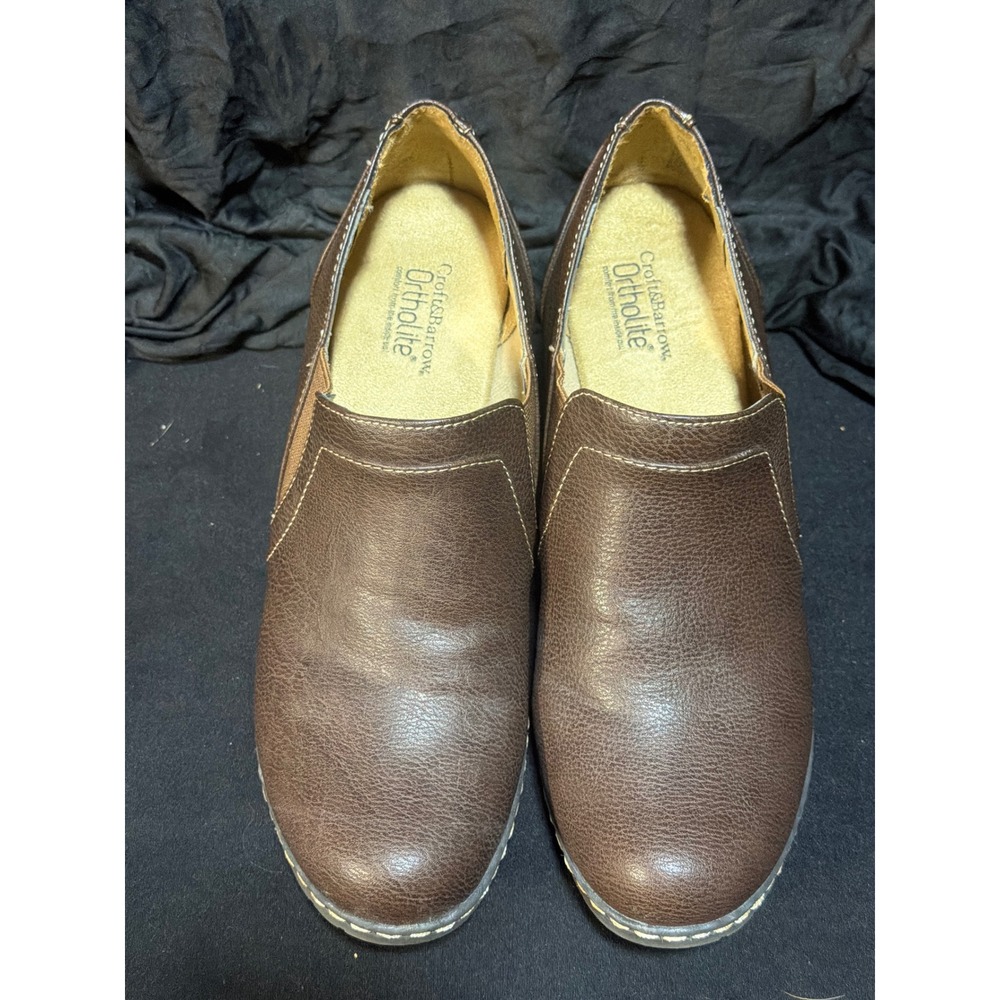 Croft & Barrow Ortholite Brown Pebbled Slip On Heeled Shoes Womens Size 8.5